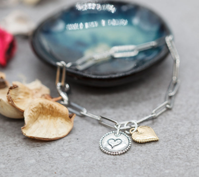 Or Paz Two-Tone Sterling  Paperclip Bracelet with Charms — View 4