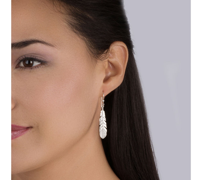 American West Classics Sterling Silver Feather Earrings — View 6