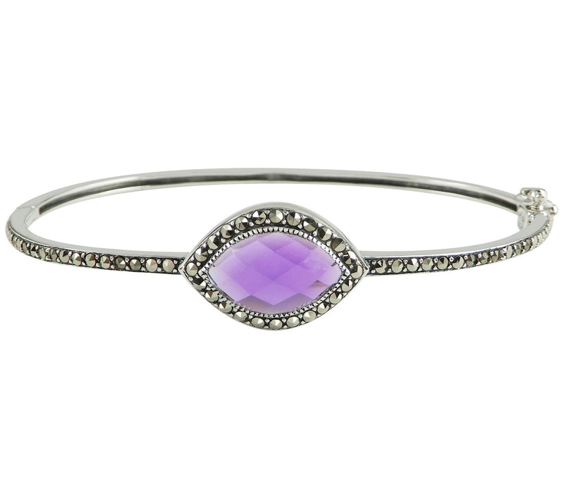 Suspicion Sterling Simulated Gemstone & Marcasite Bangle — Main view