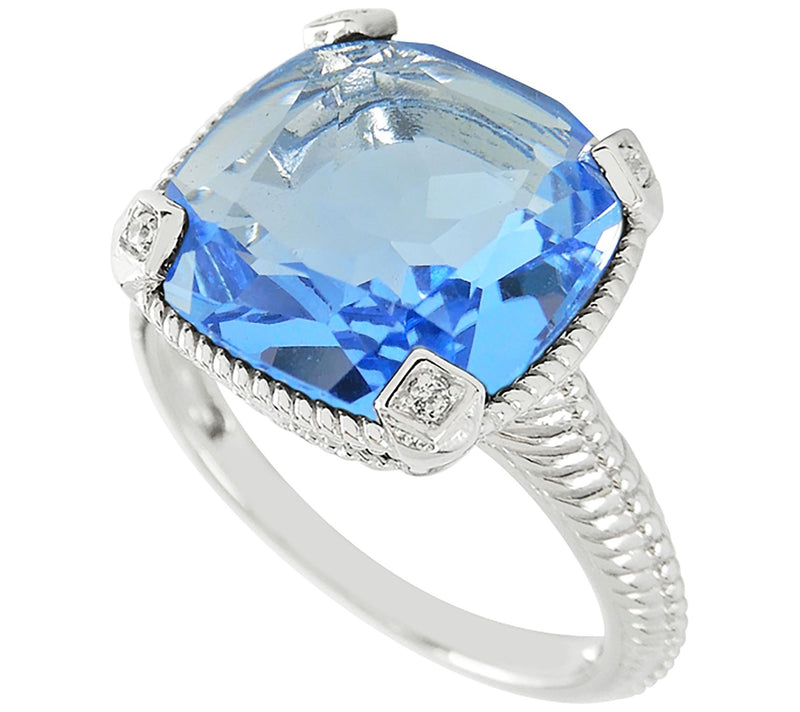 Diamonique Simulated Gemstone Cushion Cut Ring, Sterling — View 6
