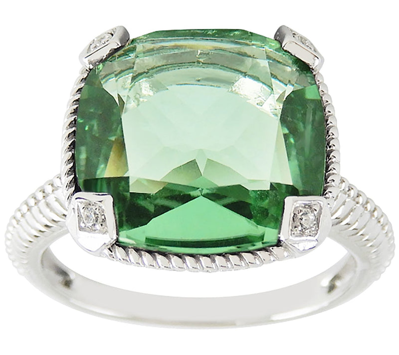 Diamonique Simulated Gemstone Cushion Cut Ring, Sterling — View 5