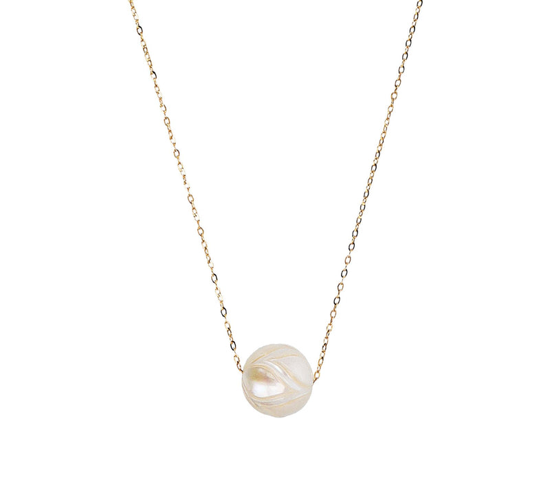 Honora Carved Cultured Pearl 20" Necklace, 14K Gold — View 7