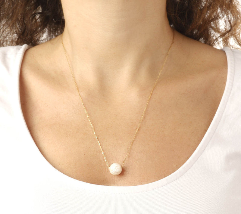 Honora Carved Cultured Pearl 20" Necklace, 14K Gold — View 9