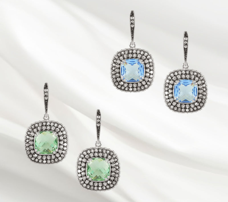 Diamonique Simulated Gemstone Dangle Earrings,terling Silver — View 7