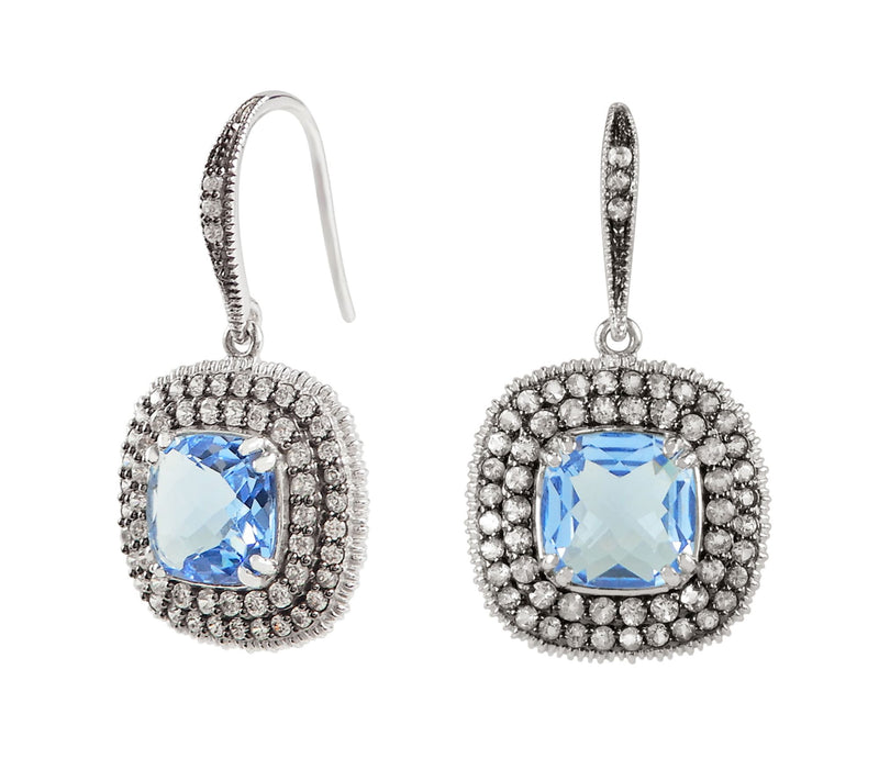 Diamonique Simulated Gemstone Dangle Earrings,terling Silver — View 3