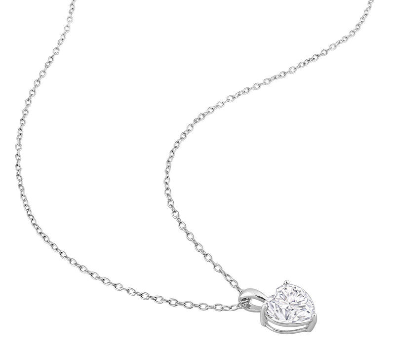 MoissanIce 5.90 cttw Heart Necklace & Earrings Set, Sterling — View 4