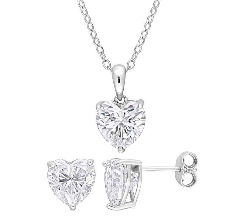 MoissanIce 5.90 cttw Heart Necklace & Earrings Set, Sterling — Main view