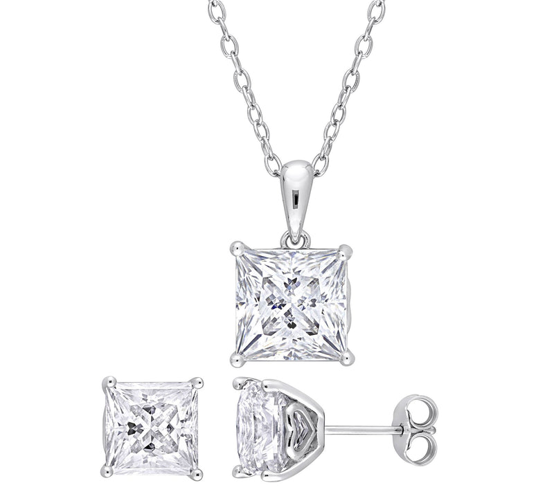 MoissanIce 9.00 cttw Necklace & Earrings Set, Sterling Silver — View 3