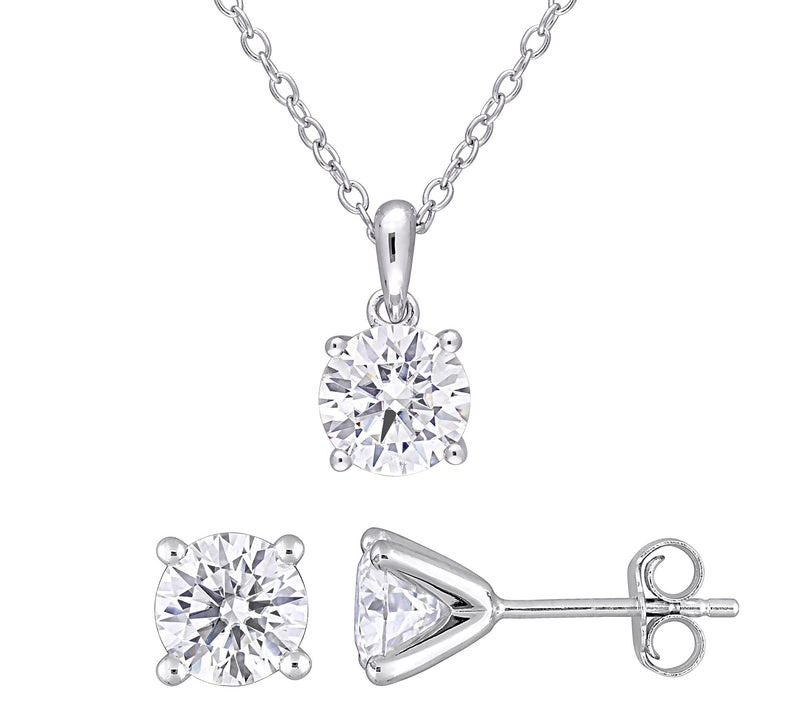 MoissanIce 2.85 cttw Necklace & Earrings Set, Sterling Silver — Main view