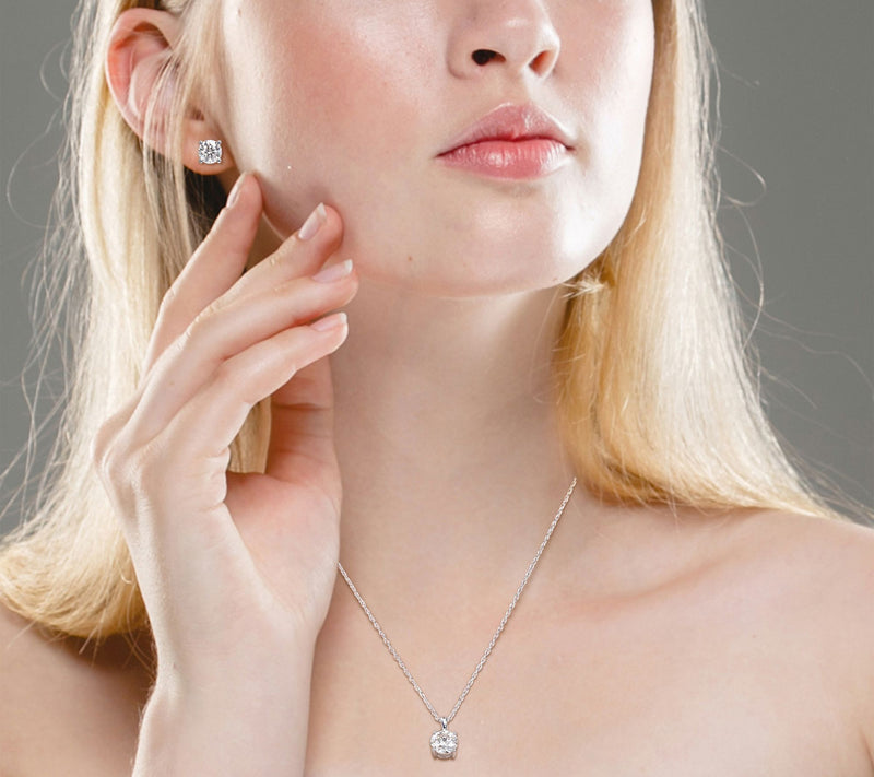 MoissanIce 2.85 cttw Necklace & Earrings Set, Sterling Silver — View 5