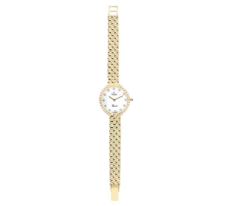 Vicence Round Case Panther Link 14K Gold Watch — View 4