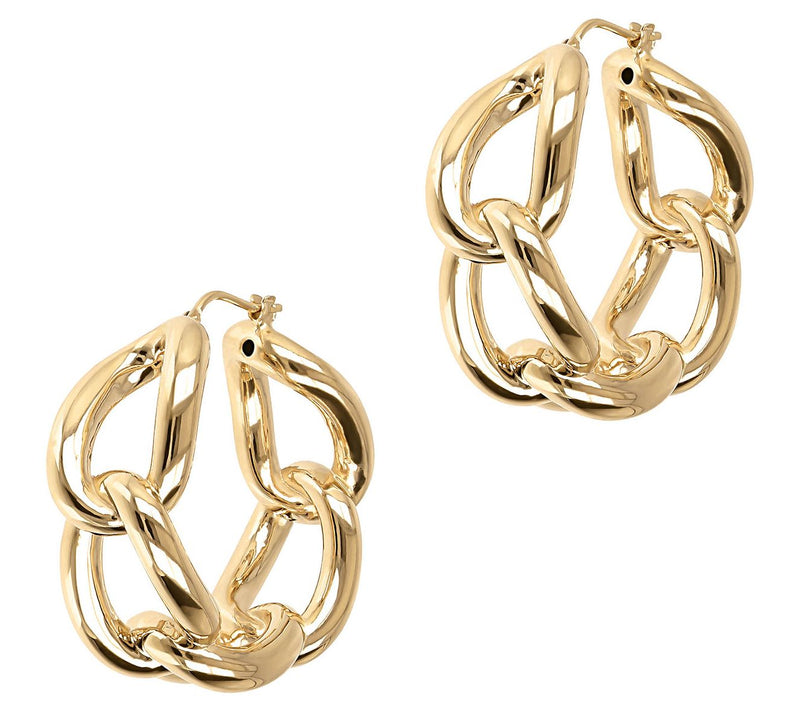 Louis Dell'Olio Bronze Polished Curb Link Hoop Earrings — View 3