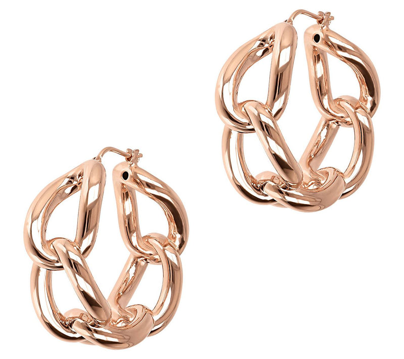 Louis Dell'Olio Bronze Polished Curb Link Hoop Earrings — View 8