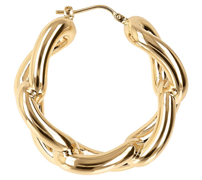 Louis Dell'Olio Bronze Polished Curb Link Hoop Earrings — View 4