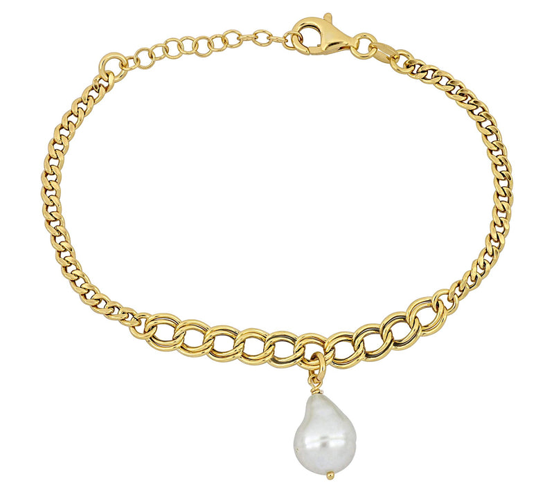 Affinity Cultured Pearl Graduating Link Bracele t, Sterling — Main view
