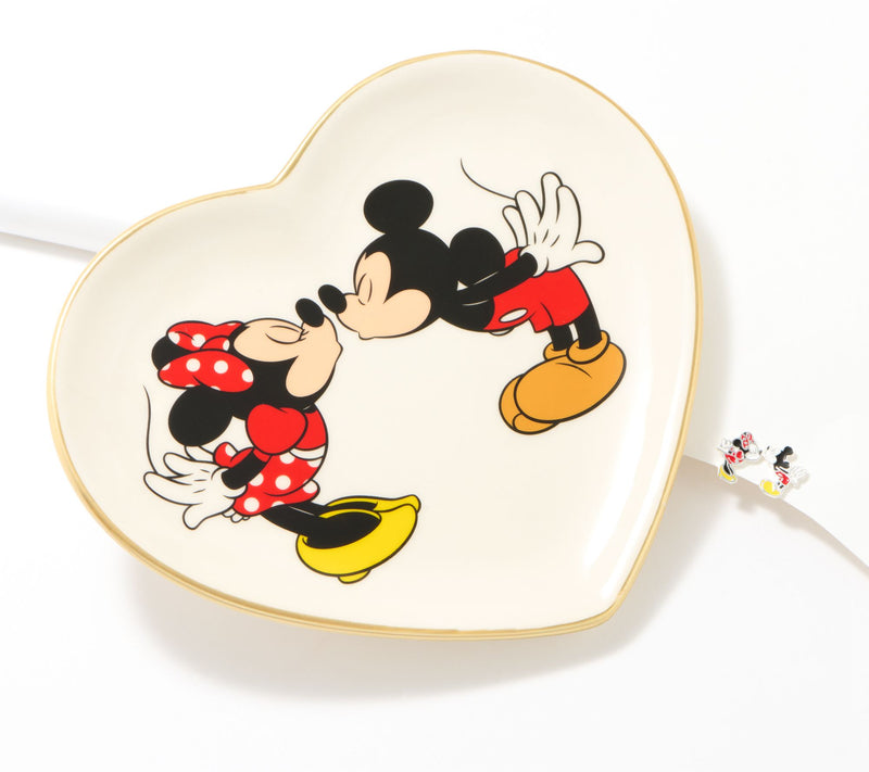 Disney Kissing Minnie & Mickey Stud Earrings & Trinket Tray — Main view