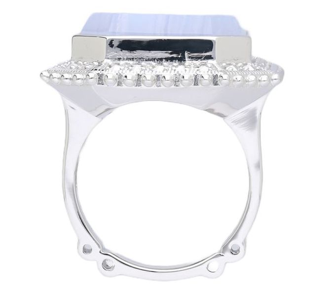 Dallas Prince Designs Chrome Marcasite Majesttic Agate Ring — View 3
