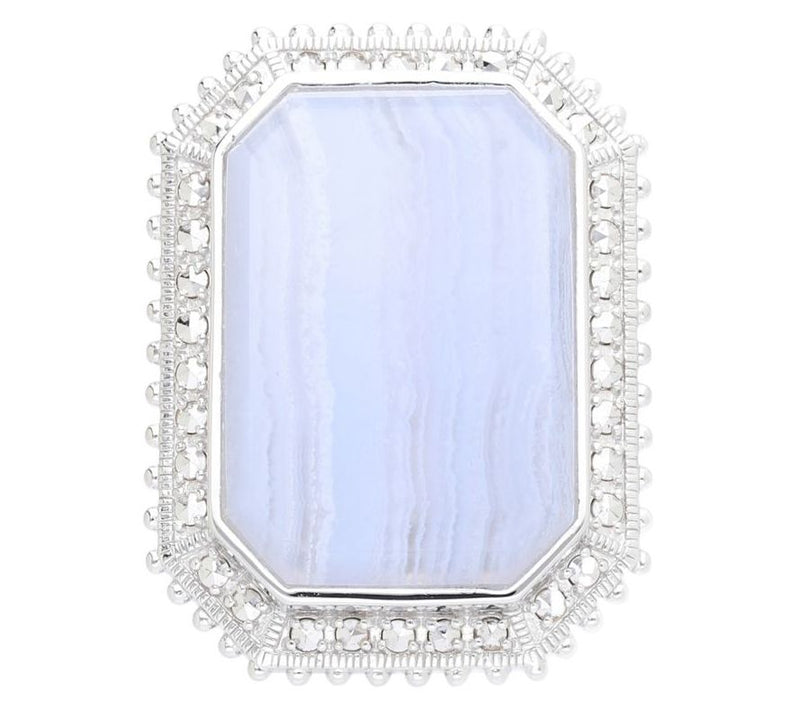 Dallas Prince Designs Chrome Marcasite Majesttic Agate Ring — View 2