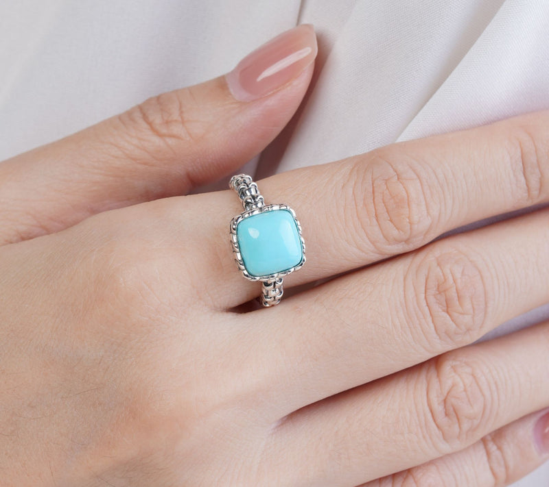 Tiffany Kay Studio Sterling Silver Turquoise Purl Knit Ring — View 5