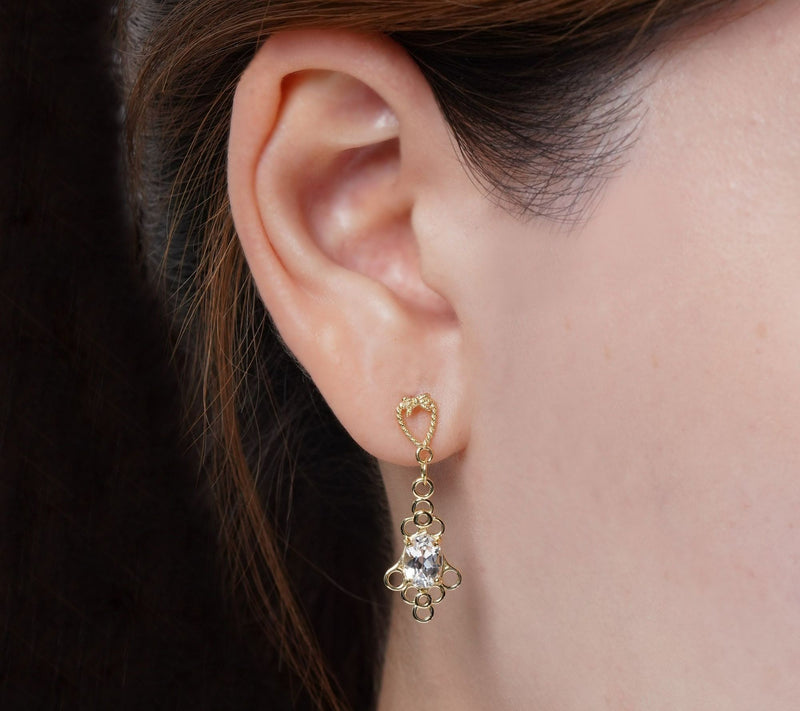 Goddaughters 14K Gold Clad White Topaz Love Knot Earrings — View 5