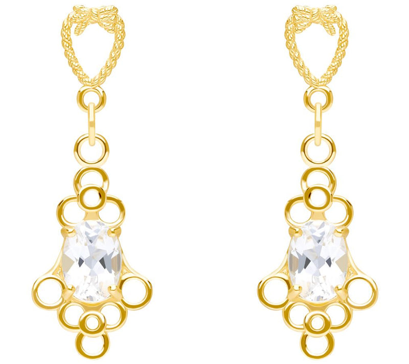 Goddaughters 14K Gold Clad White Topaz Love Knot Earrings — View 3