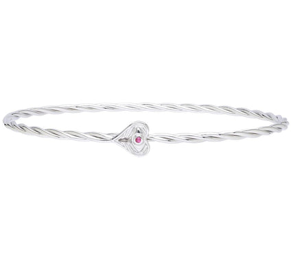 Goddaughters Sterling Silver Angel Eyes Ruby Heart Bangle