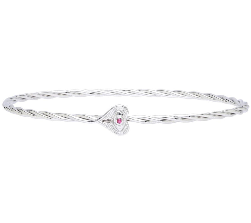 Goddaughters Sterling Silver Angel Eyes Ruby Heart Bangle — Main view