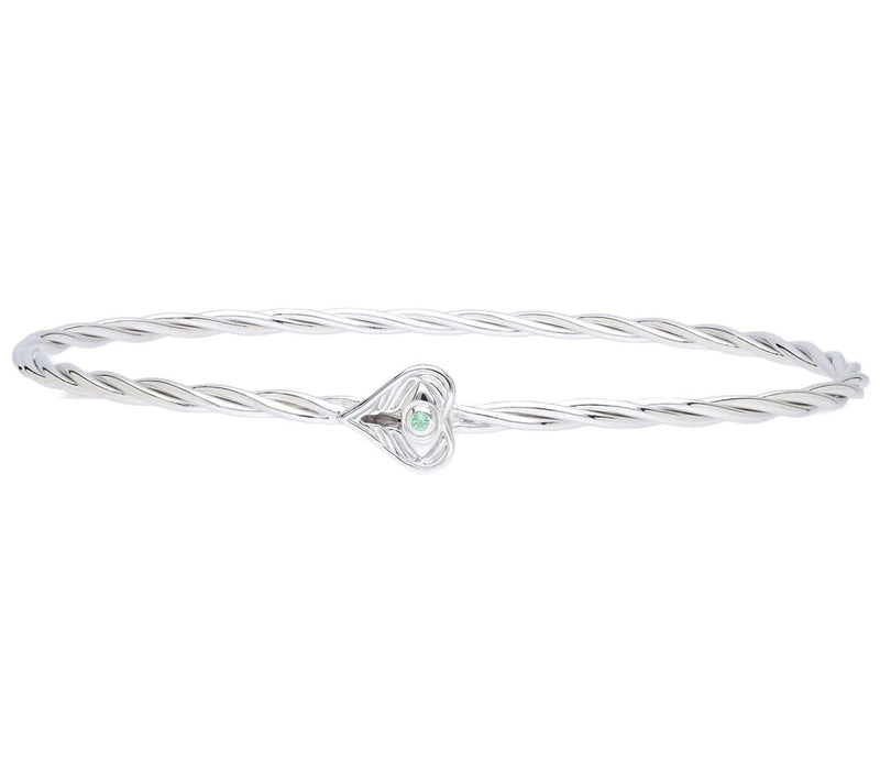 Goddaughters Sterling Angel Eyes Emerald Twisted Bangle — Main view
