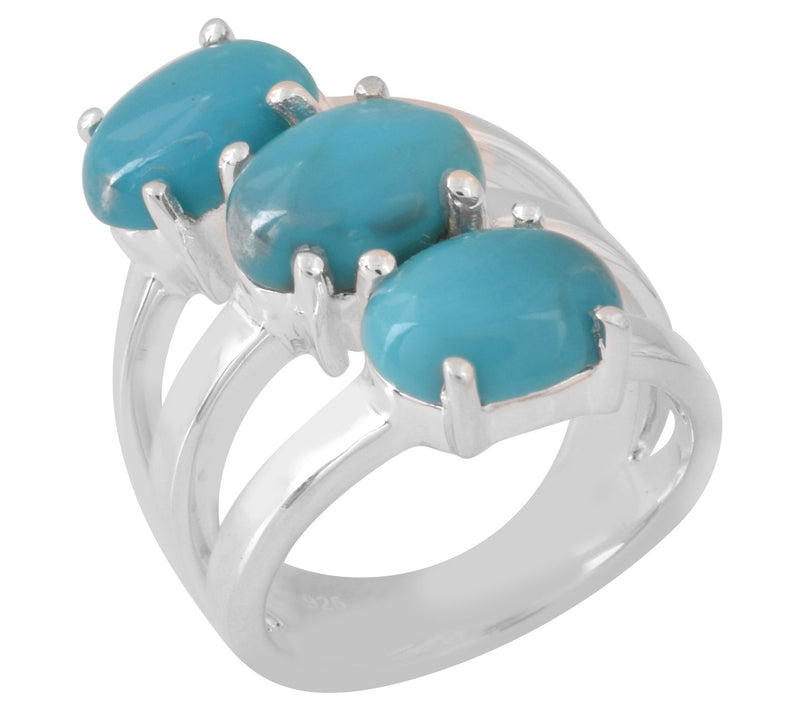 Affinity Gems Turquoise 3-Stone Ring, Sterling Silver — View 4