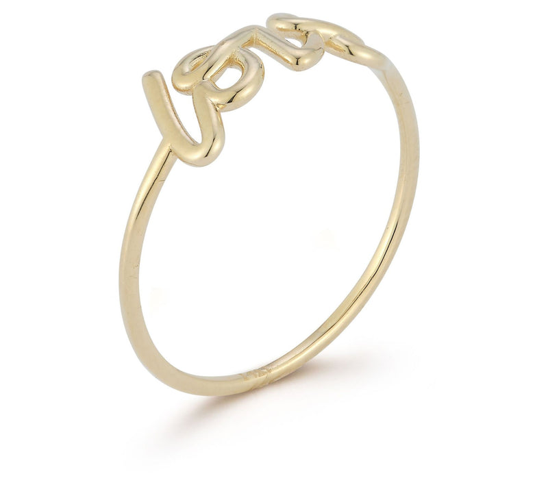 Luminosa Gold Bold Script Love Ring, 14K — View 2