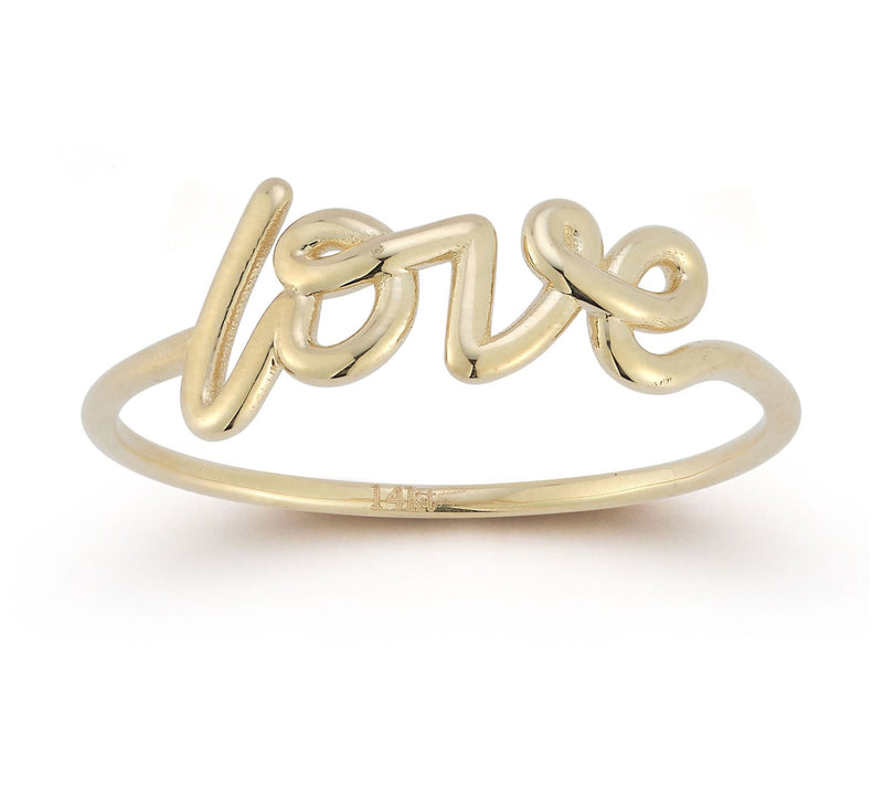 Luminosa Gold Bold Script Love Ring, 14K — Main view
