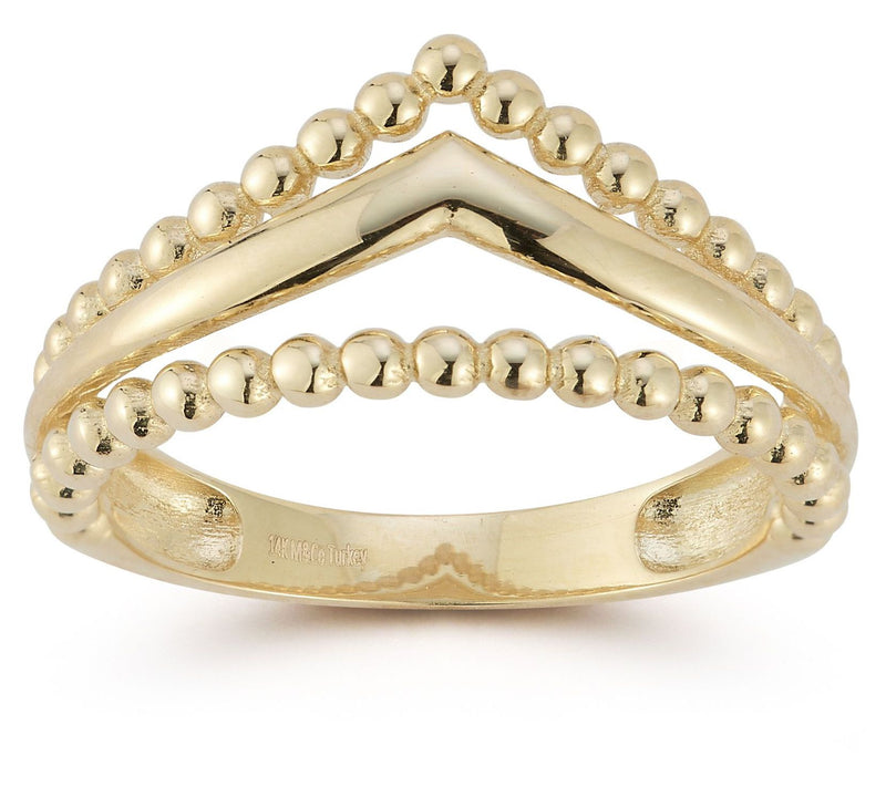 Luminosa Gold Triple Row Pointed Ring, 14K — View 7
