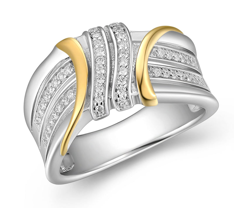 LuxLab 0.25 cttw Lab Grown Diamond Two-Tone Ring, 18K Plated — Main view