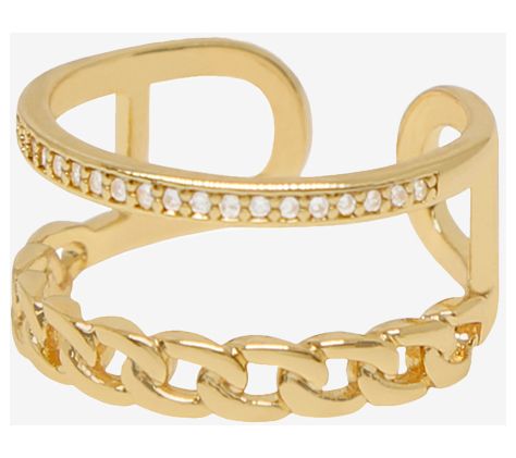 Ettika Wanderer Pave Curb Link Cuff Ring — View 3
