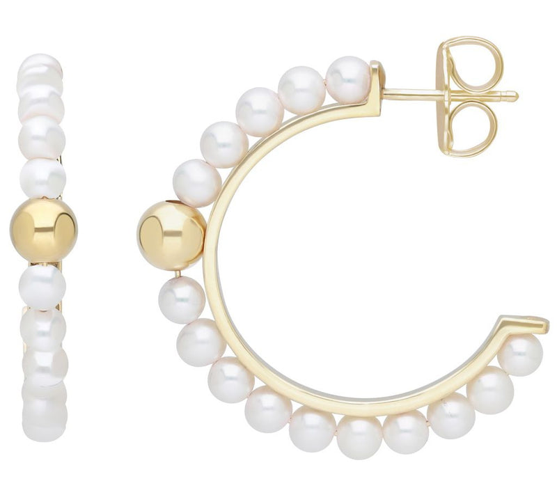 Elyse Ryan Sterling Silver Cultured Pearl Hoop Earrings — View 5