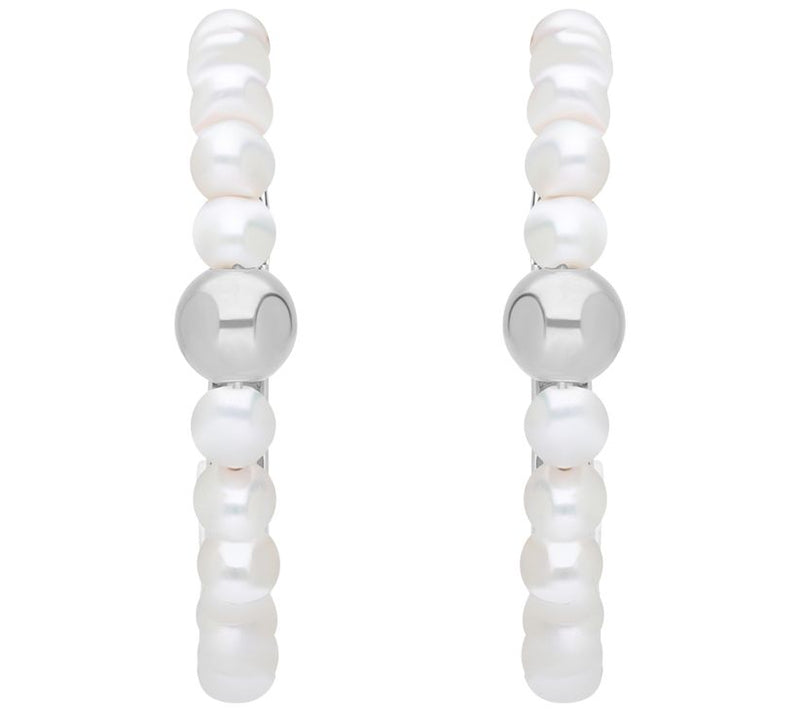 Elyse Ryan Sterling Silver Cultured Pearl Hoop Earrings — View 6