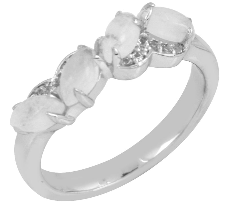 Affinity Gems Rainbow Moonstone & White Topaz Ring, Sterling — View 3