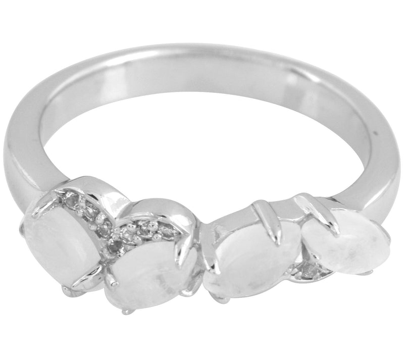 Affinity Gems Rainbow Moonstone & White Topaz Ring, Sterling — View 4