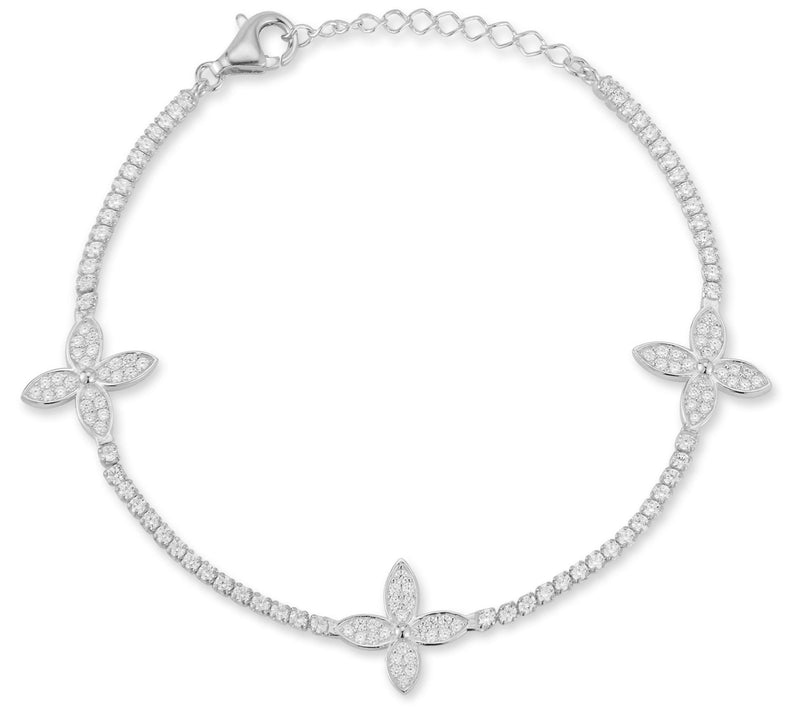 Sterlina Silver Flower Tennis Bracelet, Sterling — View 7