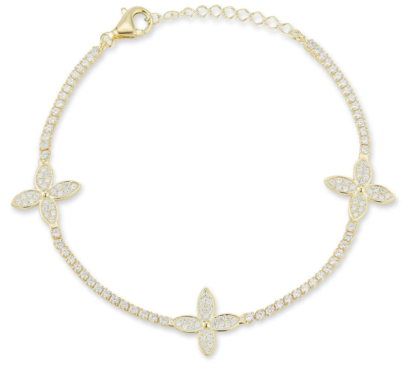 Sterlina Silver Flower Tennis Bracelet, Sterling — View 8