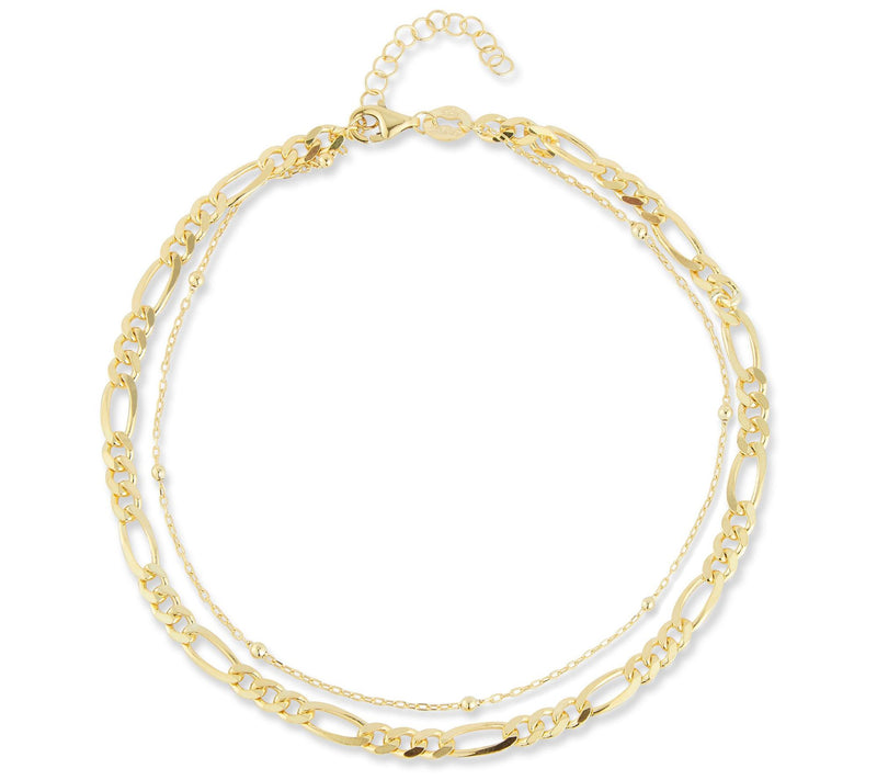 Sterlina Silver Double Chain Ankle Bracelet, Sterling — View 10