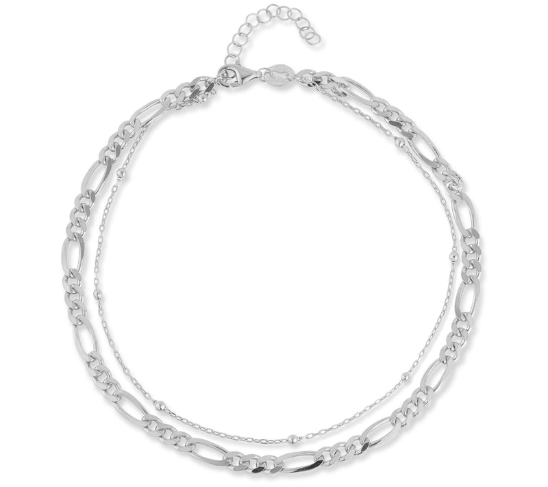 Sterlina Silver Double Chain Ankle Bracelet, Sterling — View 3