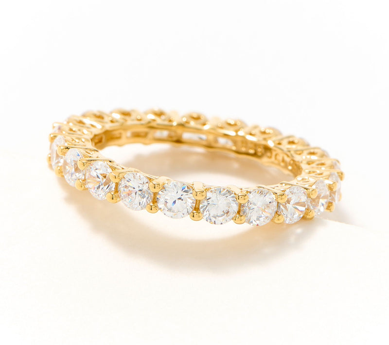 Diamonique Classics Round Cut Eternity Band Ring, Sterl — Main view