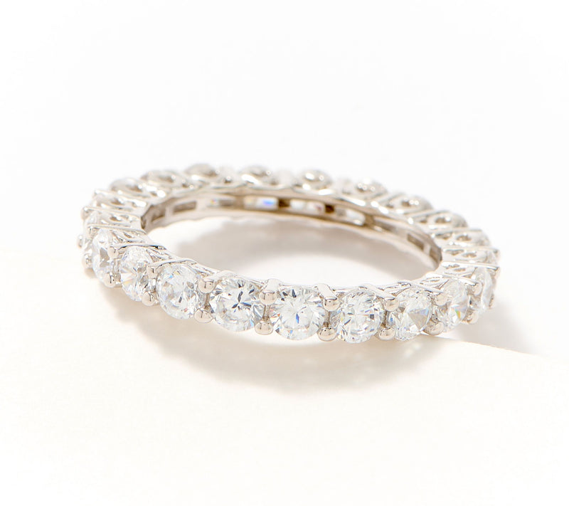 Diamonique Classics Round Cut Eternity Band Ring, Sterl — View 5