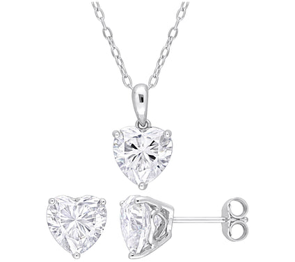 MoissanIce 5.85 cttw Necklace & Earrings Set, Sterling Silver