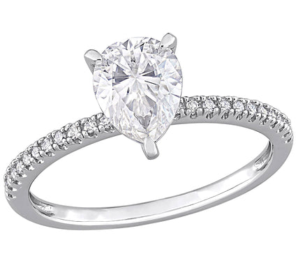 MoissanIce 1.25 cttw Moissanite & Diamond Engagement Ring, 14K