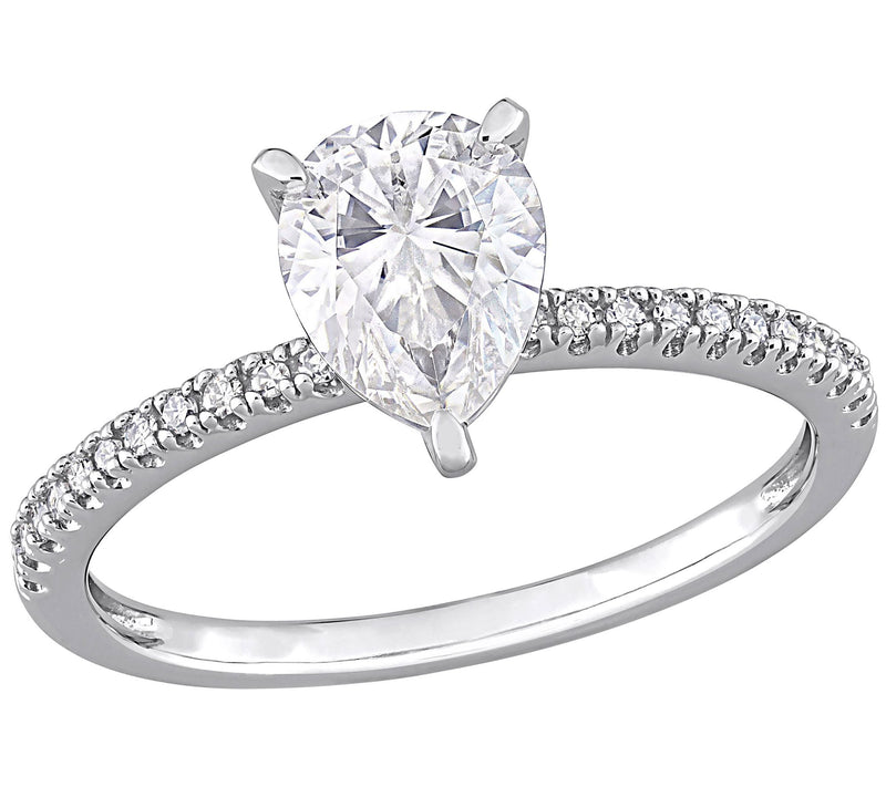 MoissanIce 1.25 cttw Moissanite & Diamond Engagement Ring, 14K — Main view