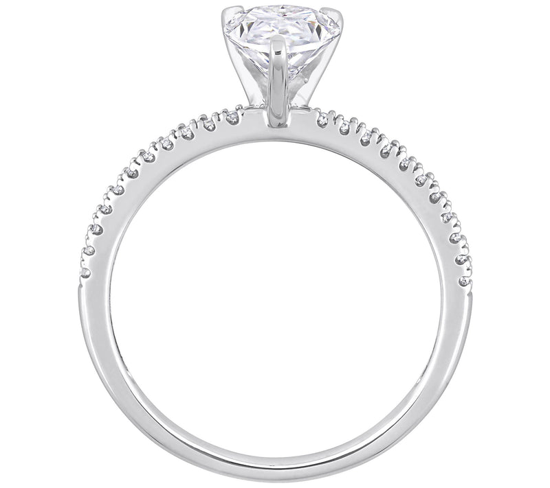 MoissanIce 1.25 cttw Moissanite & Diamond Engagement Ring, 14K — View 5