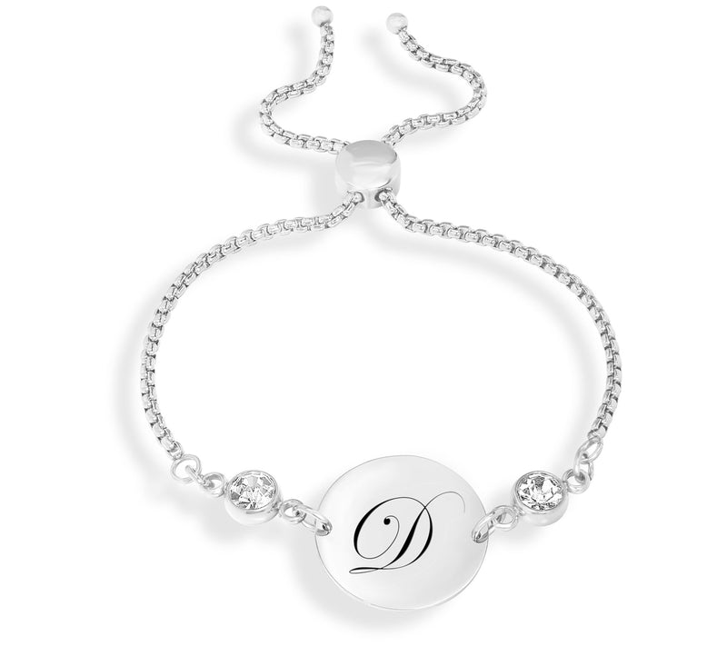 Steel By Design Adjustable Initial Crystal Brac elet — View 32