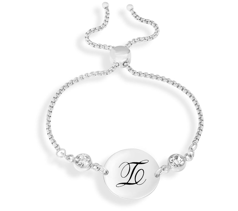 Steel By Design Adjustable Initial Crystal Brac elet — View 37